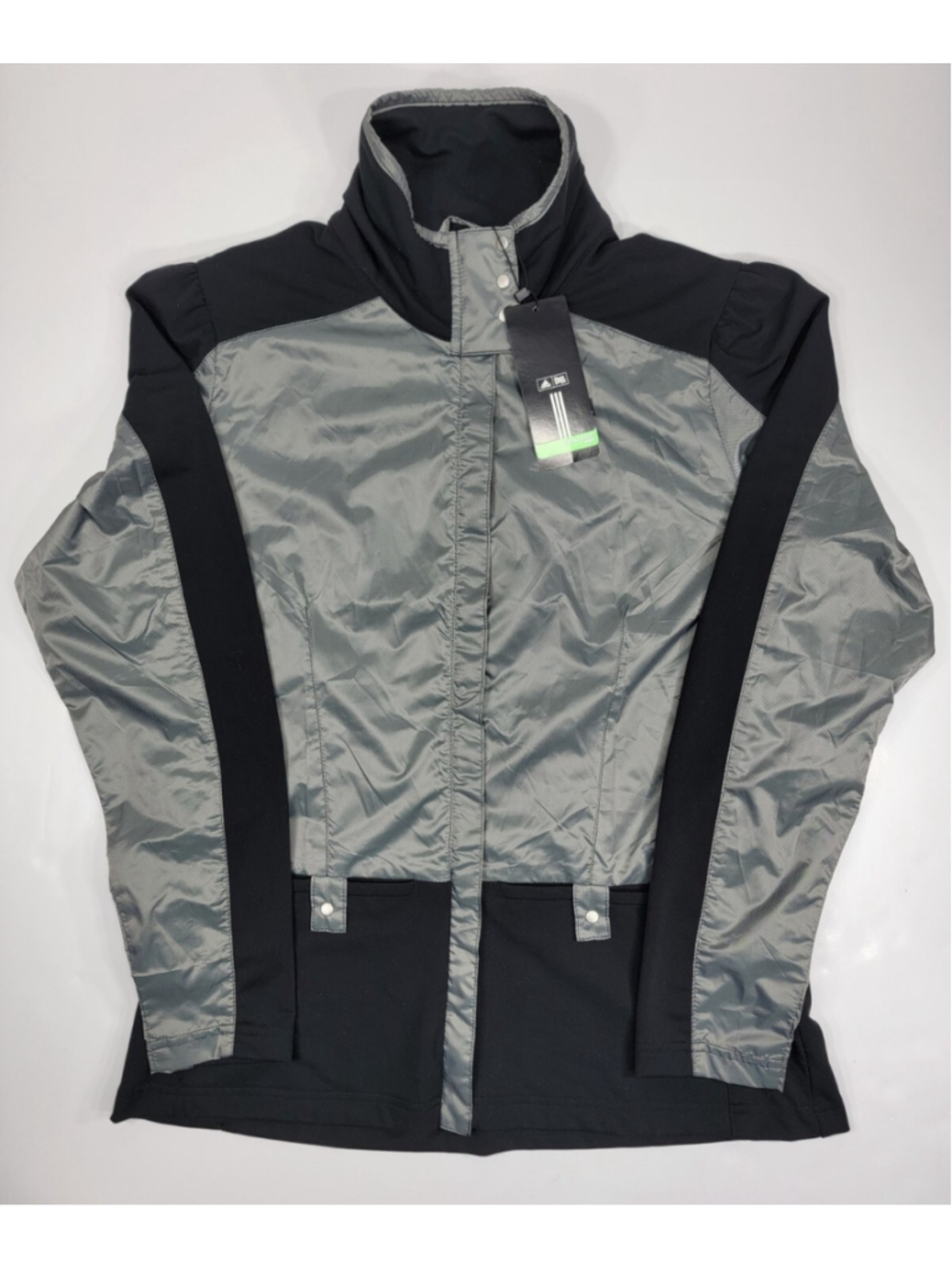NEW Adidas Golf Women's Black Gray Climaproof Windbreaker Full Zip Jacket Large